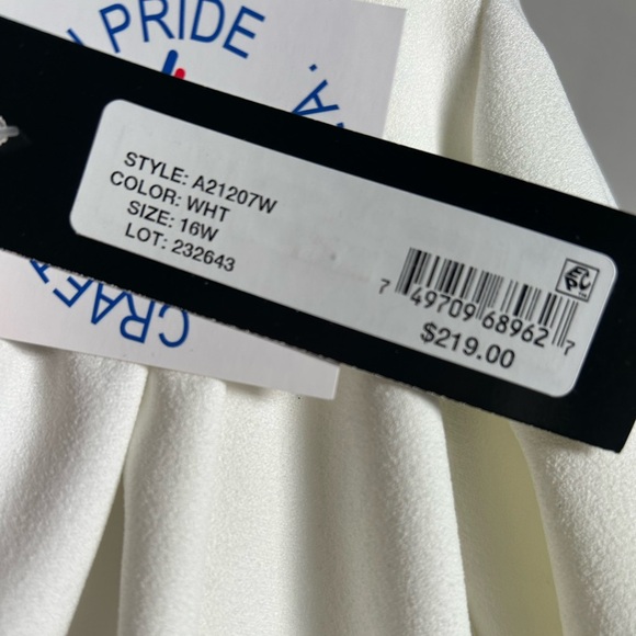 Betsy & Adam Plus Size Ruched Cape Dress in White - Picture 7 of 7